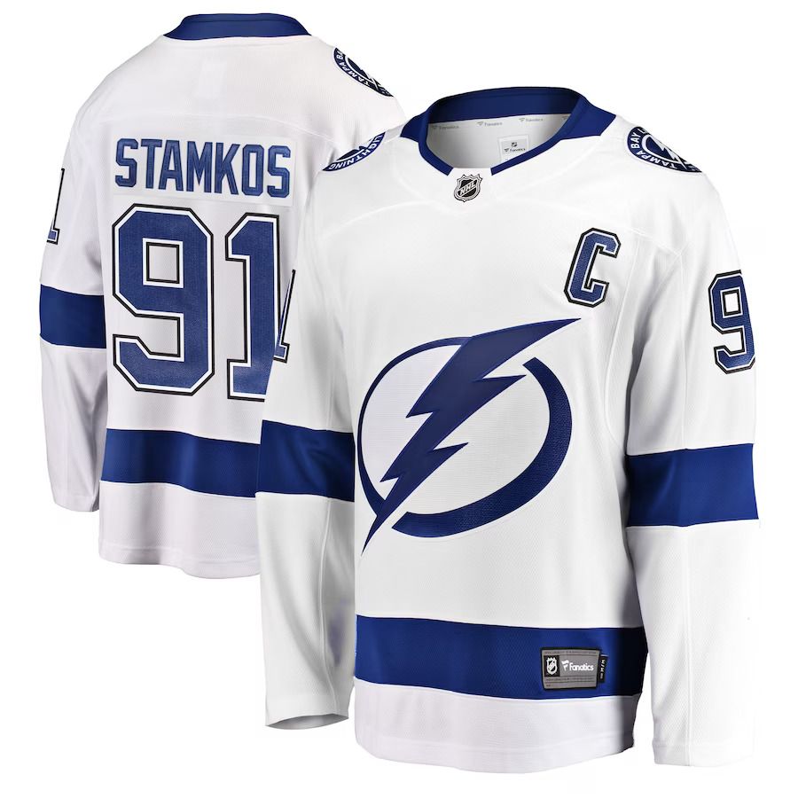 Men Tampa Bay Lightning #91 Steven Stamkos Fanatics Branded White Breakaway Player NHL Jersey->tampa bay lightning->NHL Jersey